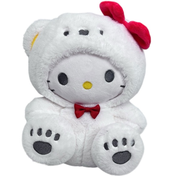 Hello Kitty Polar Bear Teddy Bear Outfit Red Bow 10” Collectable Plush - Picture 9 of 9